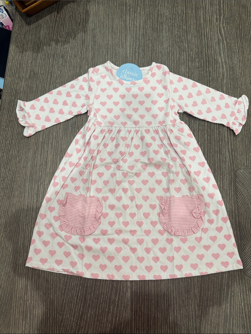 NWT Size 7 Classic Whimsy Darling Pink Hearts Carolina Dress